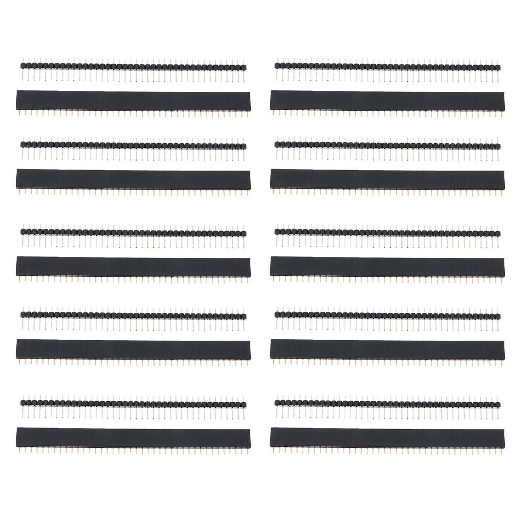 2x10 Pairs 40Pins 2.54mm Single Row Male Female Pin PCB Header Wire Connectors