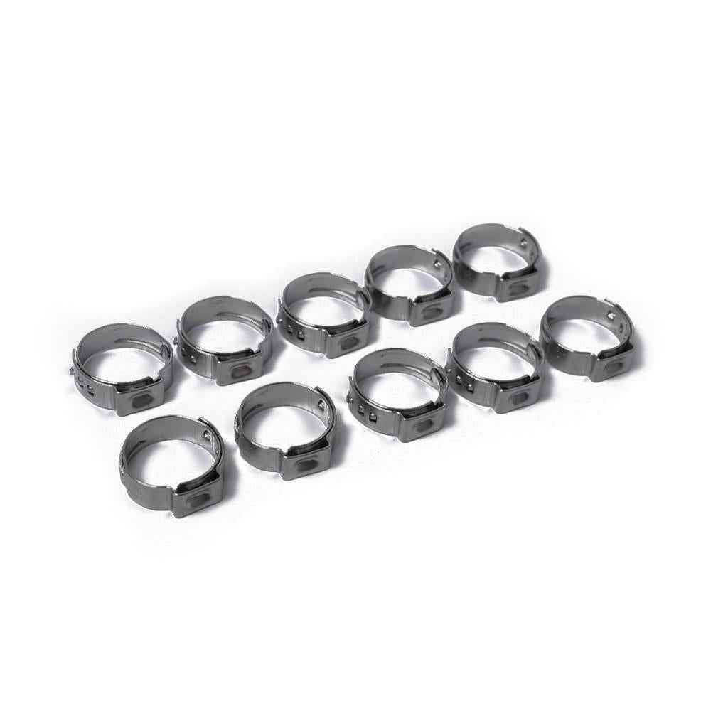 10 Pieces Stainless Steel Single Ear Clamps Hydraulic Hose 10 x 16.6-19.8mm