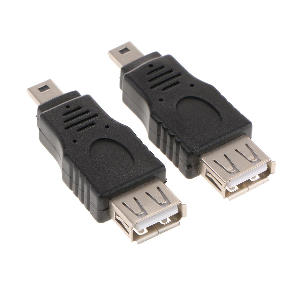 4x2Pcs Car Mini USB2.0 Male to Female Adapters Audio MP3 Converter Connectors