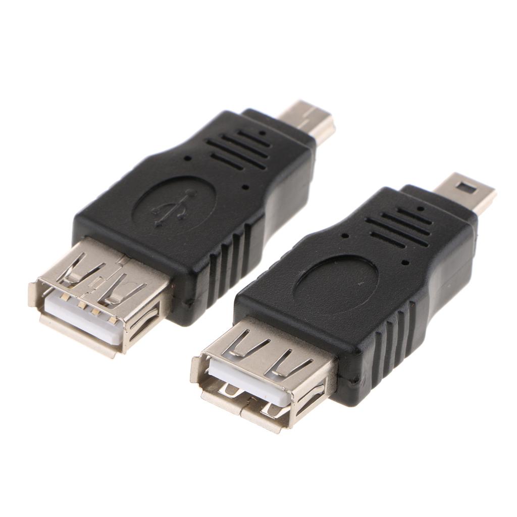 2x2Pcs Car Mini USB2.0 Male to Female Adapters Audio MP3 Converter Connectors