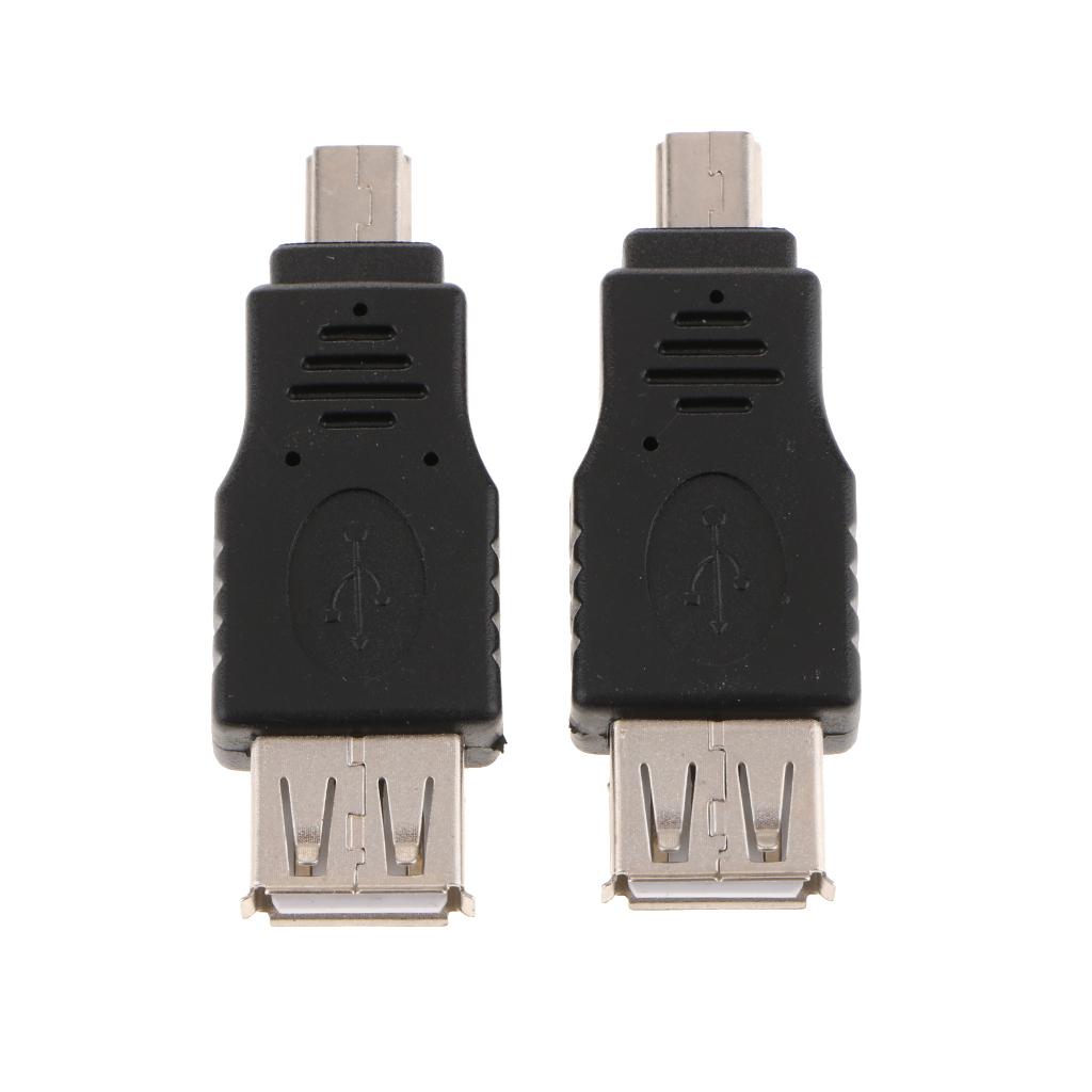 3x2Pcs Car Mini USB2.0 Male to Female Adapters Audio MP3 Converter Connectors