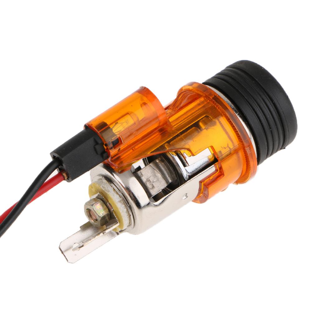 2xCar Cigarette Lighter Socket 12V Power Plug With Light Dia 2.8mm Orange
