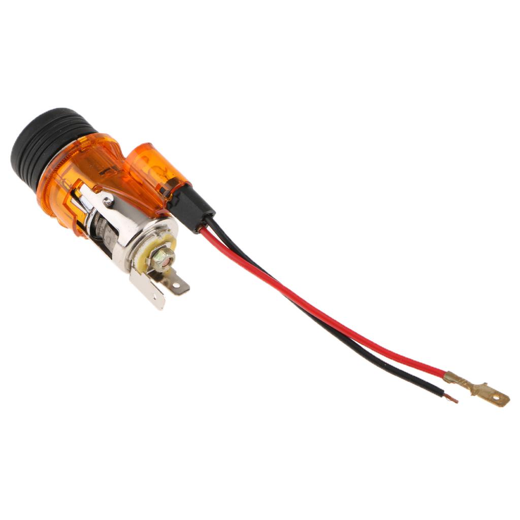 2xCar Cigarette Lighter Socket 12V Power Plug With Light Dia 2.8mm Orange