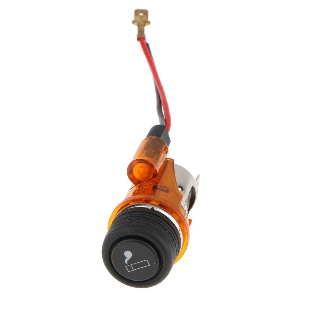 4xCar Cigarette Lighter Socket 12V Power Plug With Light Dia 2.8mm Orange