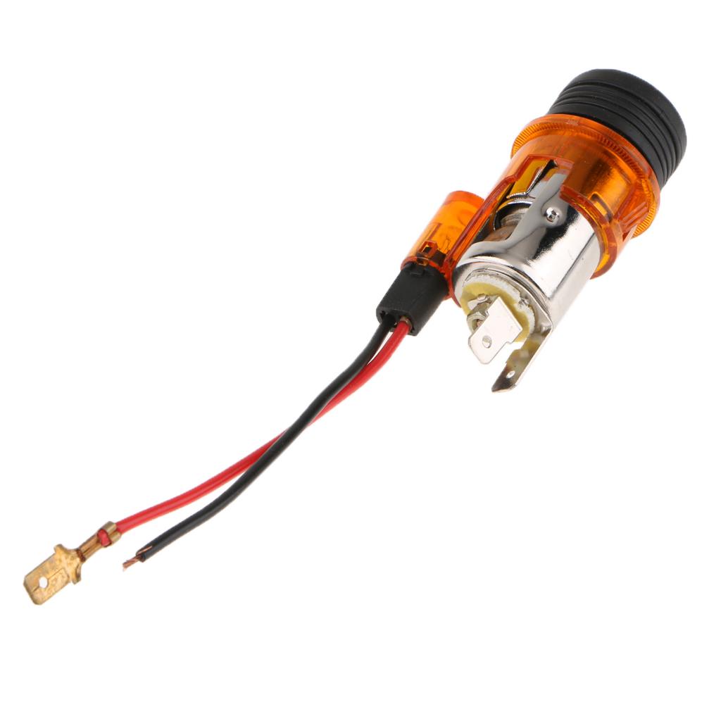 4xCar Cigarette Lighter Socket 12V Power Plug With Light Dia 2.8mm Orange