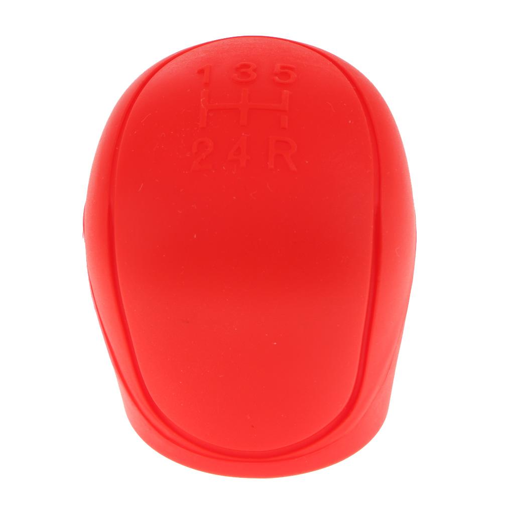 4x2Pcs Car Trunk Gear Head Shift Knob + Handbrake Cover Silicone Sleeve Red