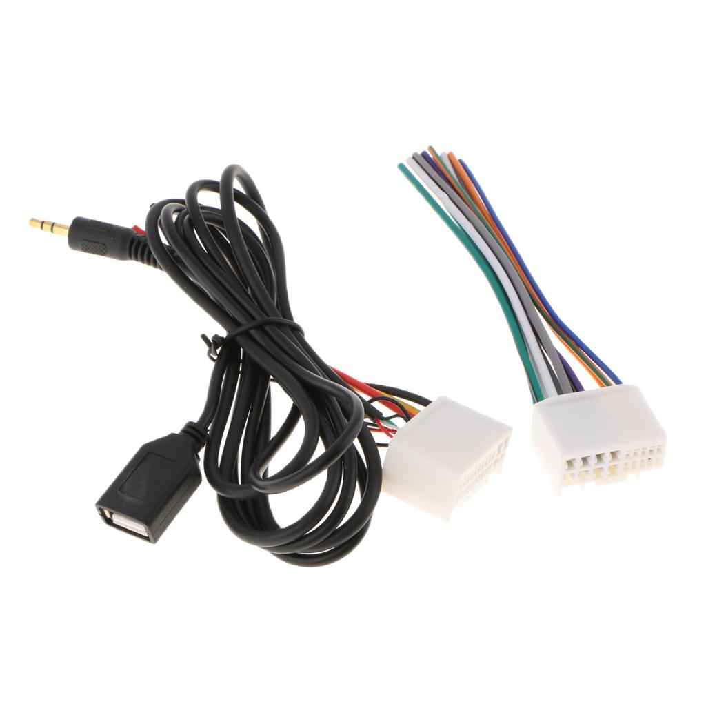 Car Audio Cable Harness Plug W/ USB AUX Line For KIA K2 K5 Hyundai