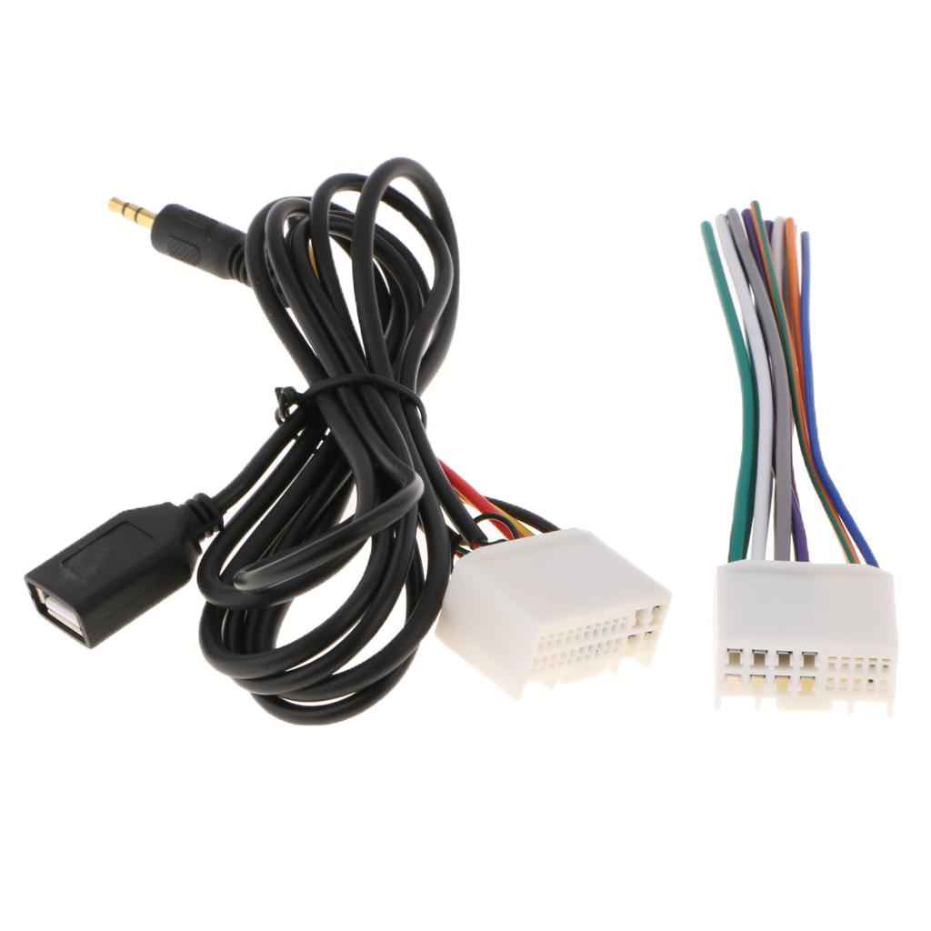 Car Audio Cable Harness Plug W/ USB AUX Line For KIA K2 K5 Hyundai