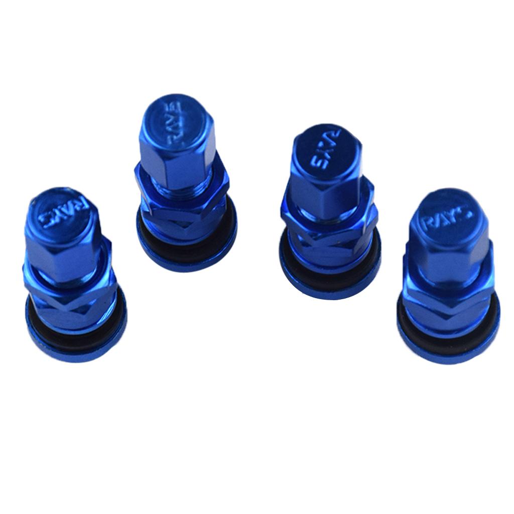3x 4x Aluminum Bolt-in Car Tubeless Wheel Tire Valve Stem With Dust Cap Blue