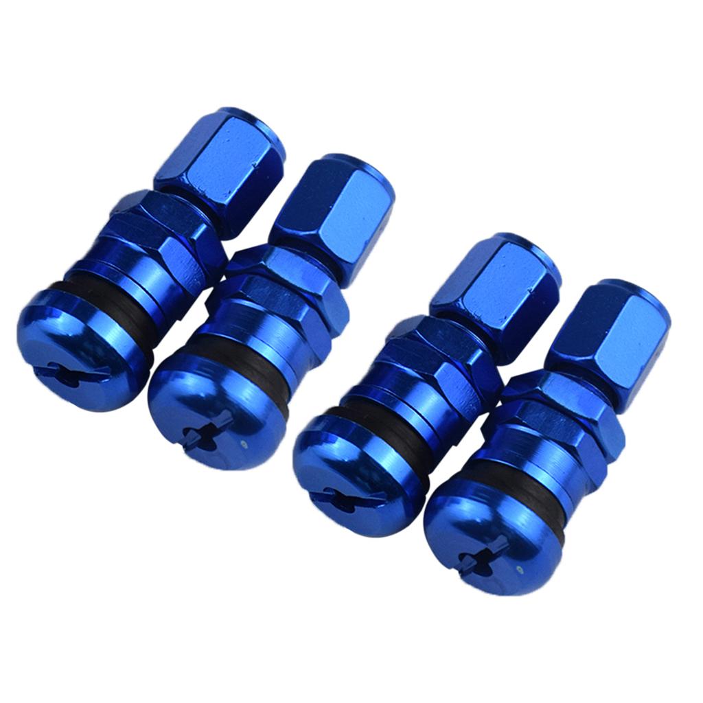 2x 4x Aluminum Bolt-in Car Tubeless Wheel Tire Valve Stem With Dust Cap Blue