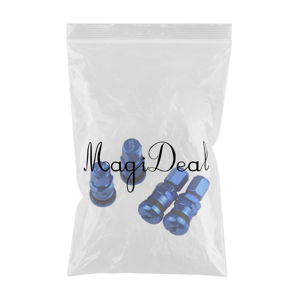 4x 4x Aluminum Bolt-in Car Tubeless Wheel Tire Valve Stem With Dust Cap Blue