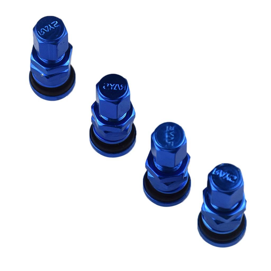2x 4x Aluminum Bolt-in Car Tubeless Wheel Tire Valve Stem With Dust Cap Blue