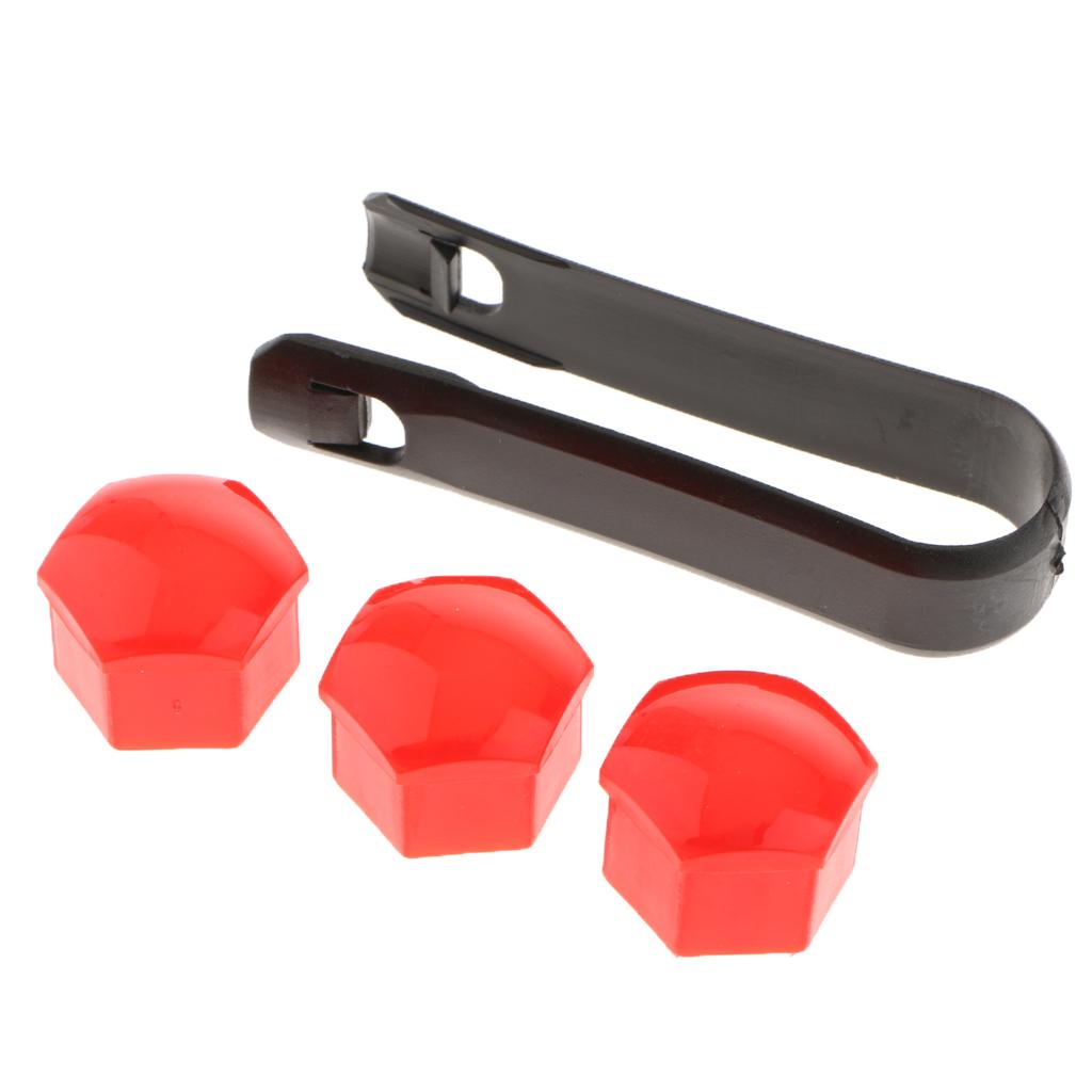 2x20Pcs Car Truck Wheel Tyre Center Hub Screw 19mm Protect Cap Red