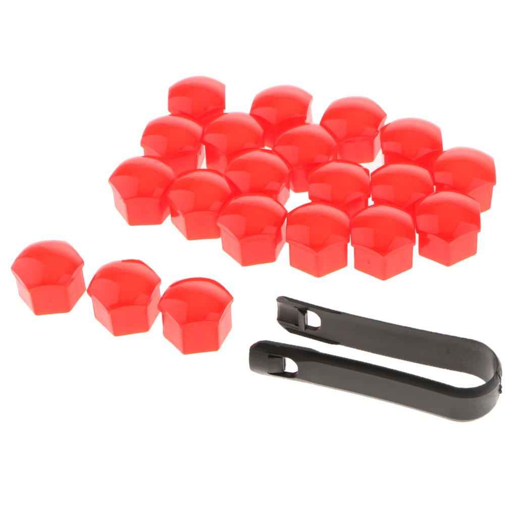 20Pcs Car Truck Wheel Tyre Center Hub Screw 19mm Protect Cap Red