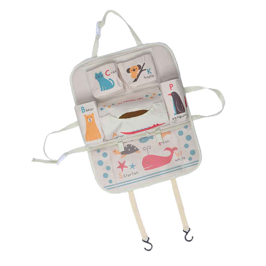 Cartoon Car Seat Back Multi-Pocket Storage Bag Organizer ABC animal-shape