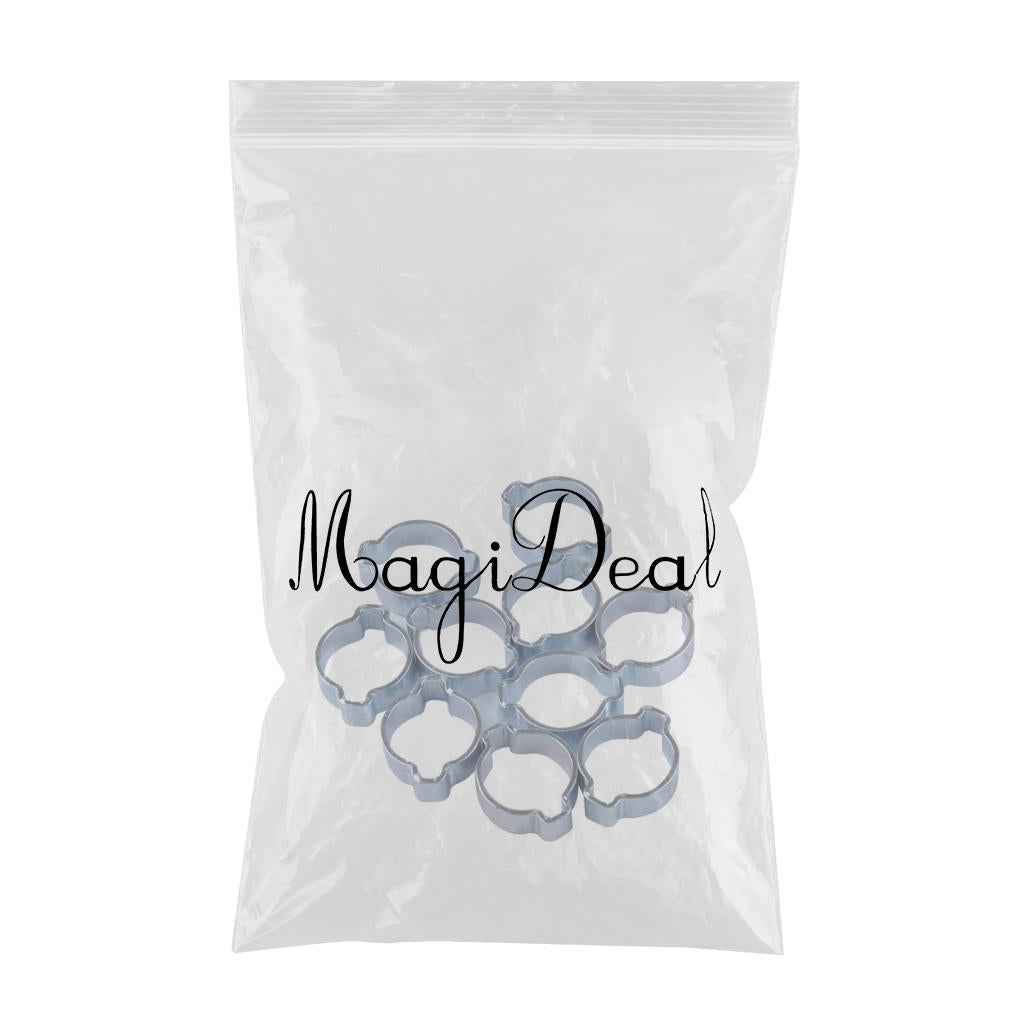 13-15MM DOUBLE EAR CLIPS ,O CLAMP ,ZINC PLATED STEEL ,10 PACK