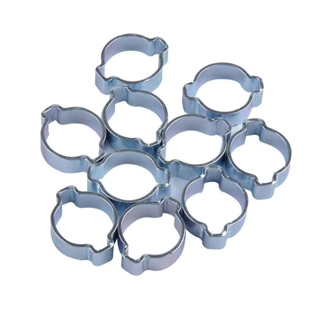 13-15MM DOUBLE EAR CLIPS ,O CLAMP ,ZINC PLATED STEEL ,10 PACK