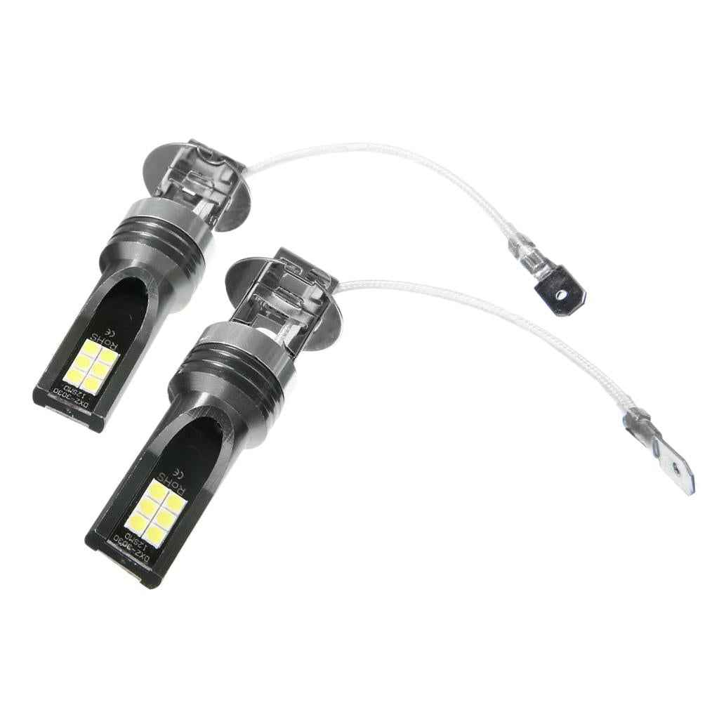 H3 3030 12LED 1200LM Fog Driving Lights DRL Headlight Kit Bulbs 6500K White