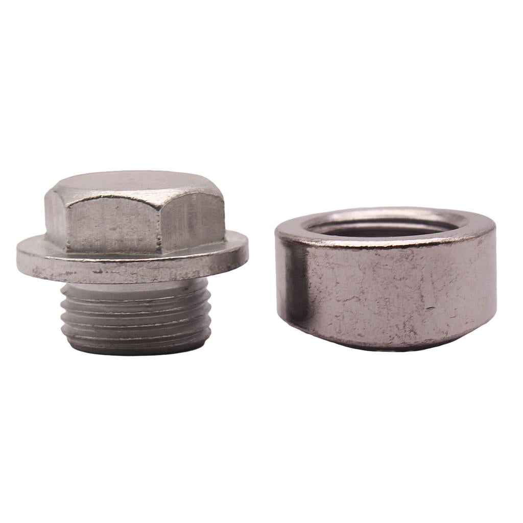 Oxygen O2 Sensor Stainless Steel Weld On Bung & Plug Nut & Cap 18 x 1.5