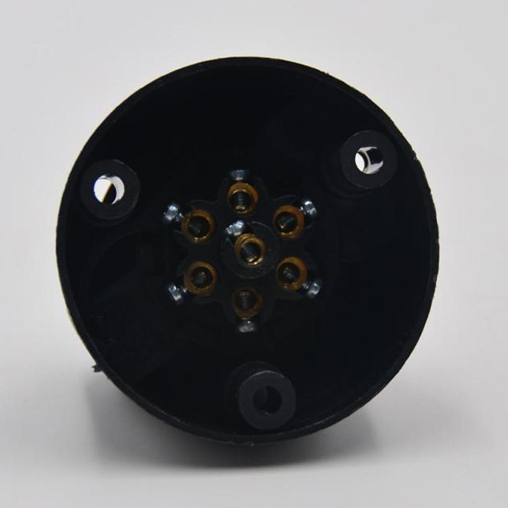 4x7 PIN 12N LARGE ROUND BLACK PLASTIC PLUG SOCKET TRAILER CAR CARAVAN NEW