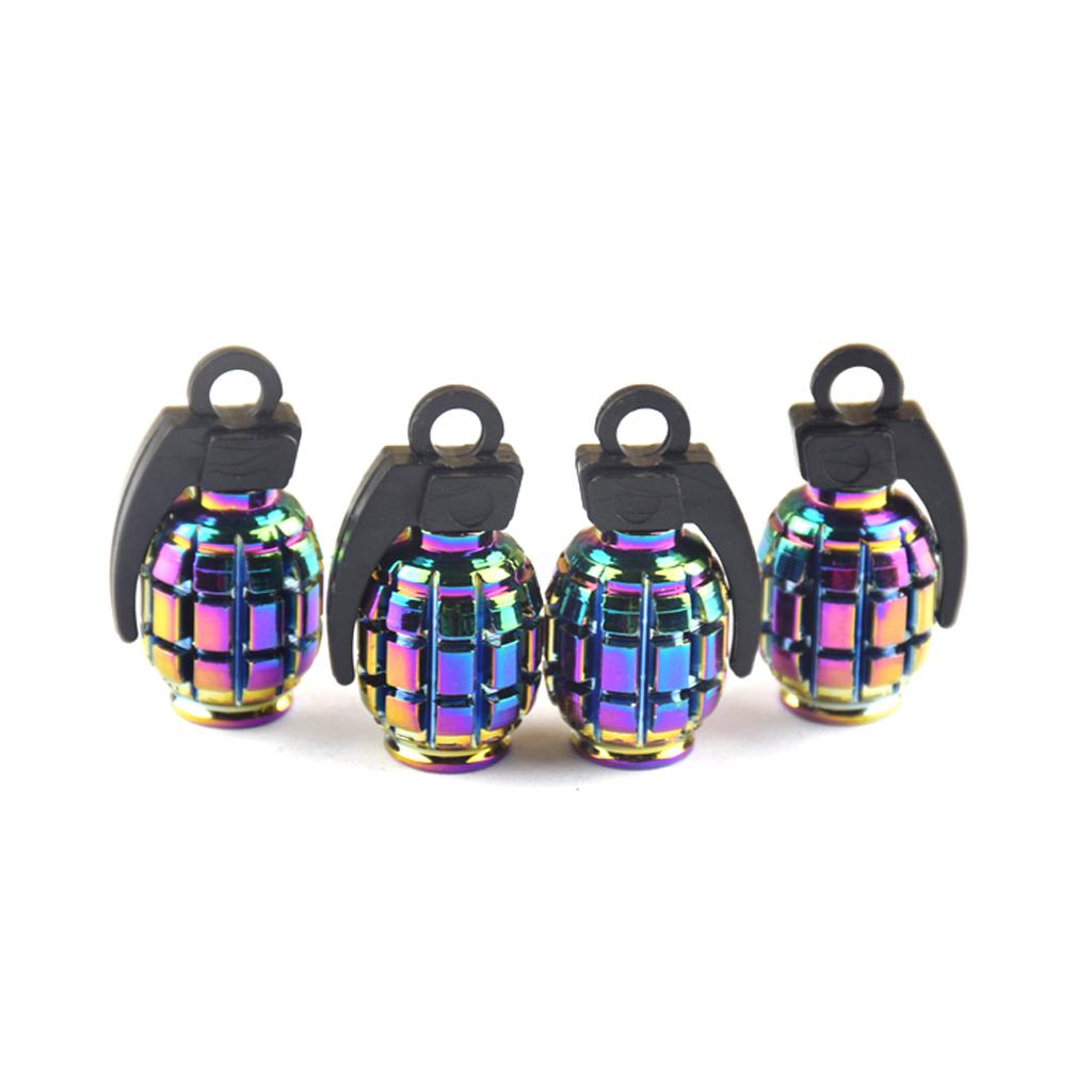 4x 4pcs Metal Schrader Tire Valve Caps Bike Motorcycle Dust Cover Grenade