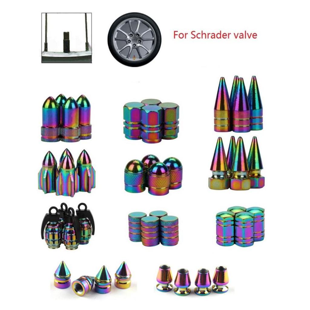 4x 4pcs Metal Schrader Tire Valve Caps Bike Motorcycle Dust Cover Cylinder