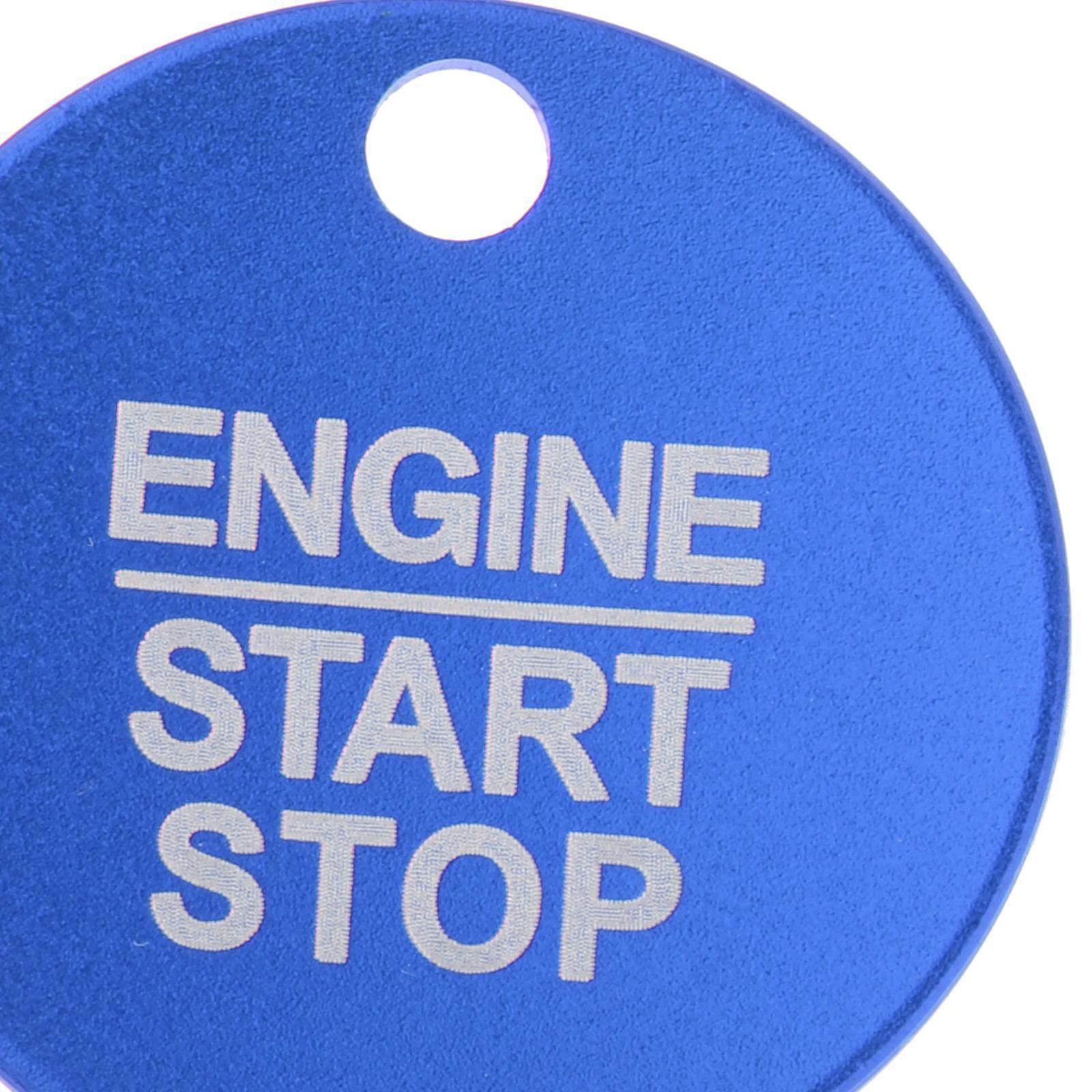 2x Car Engine Interior Start Stop Button Sticker Trim Start Stop Blue