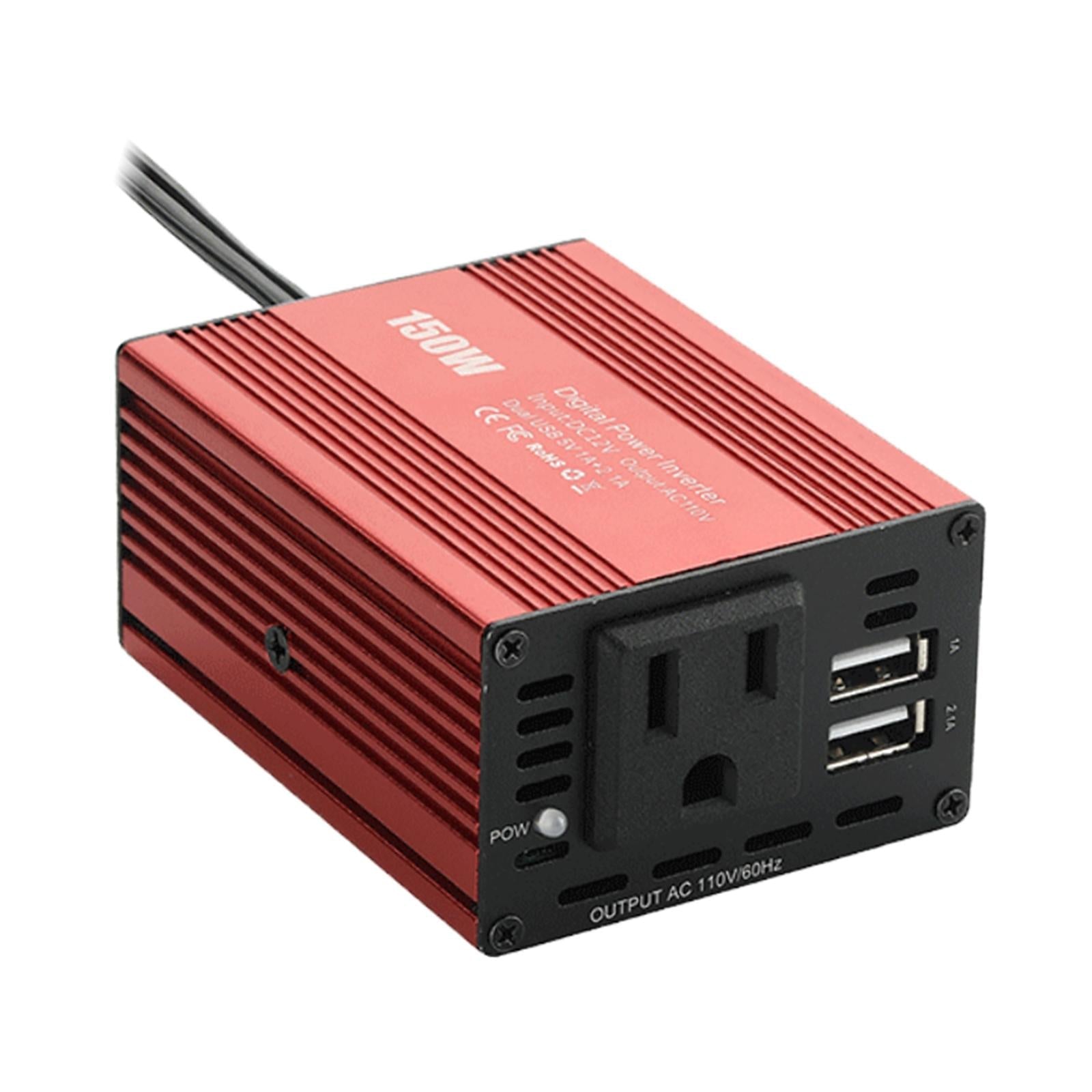 12V To 110V Converter Power Inverter Dual USB Output for Consoles TV Laptop