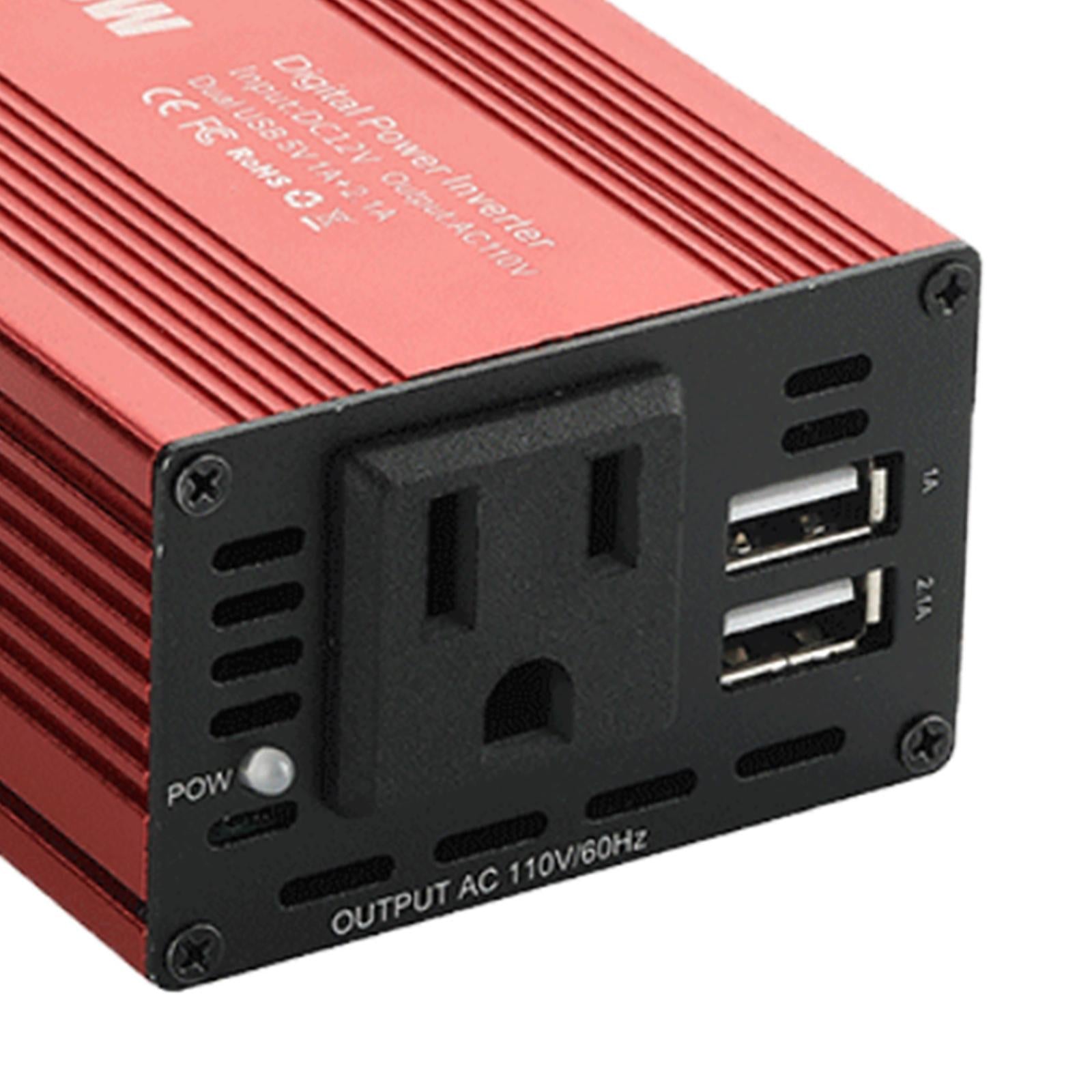 12V To 110V Converter Power Inverter Dual USB Output for Consoles TV Laptop