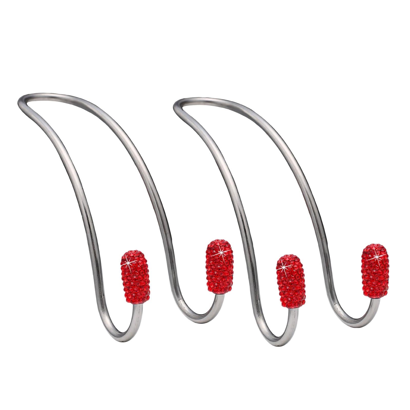 2x2Pcs Car Head Rest Hanger Hooks Grocery Purse Bags Organizer Red