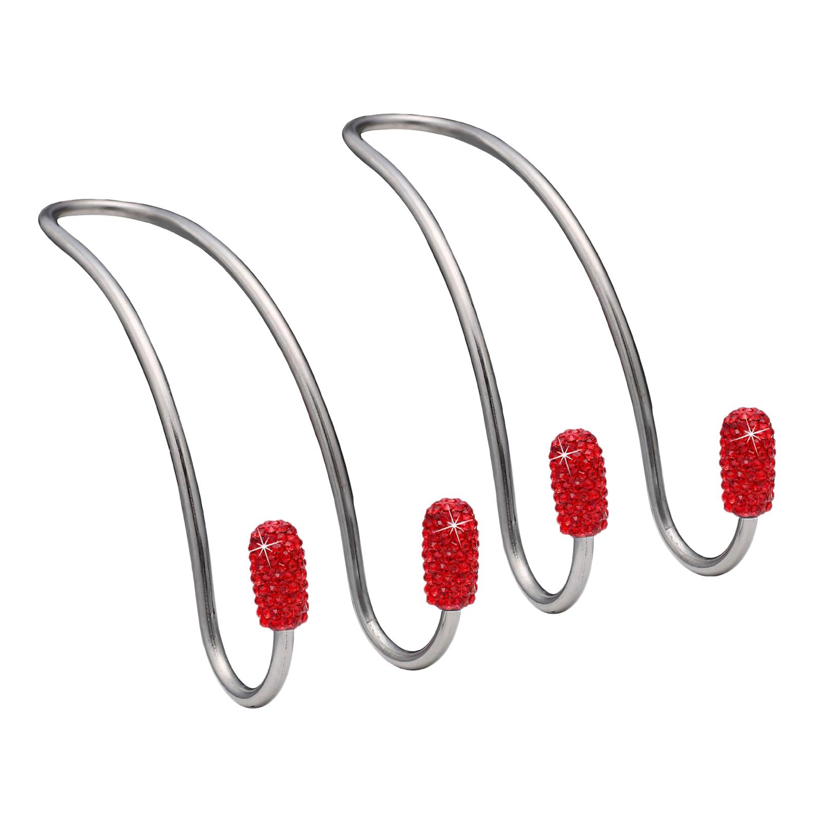 3x2Pcs Car Head Rest Hanger Hooks Grocery Purse Bags Organizer Red