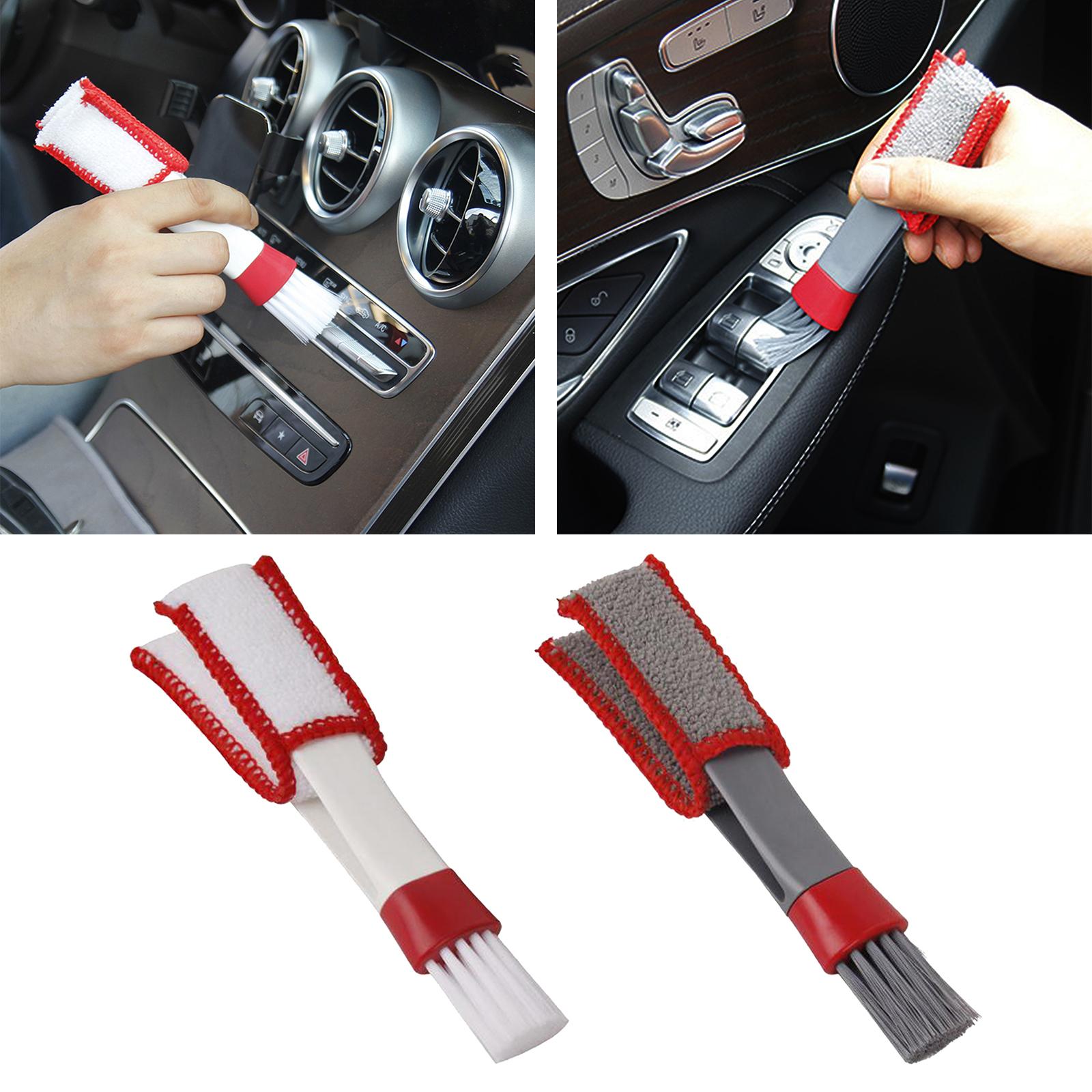 4xCar AC Vent Brush Window Blinds Dust Cleaner Duster Cleaning Brush Red White