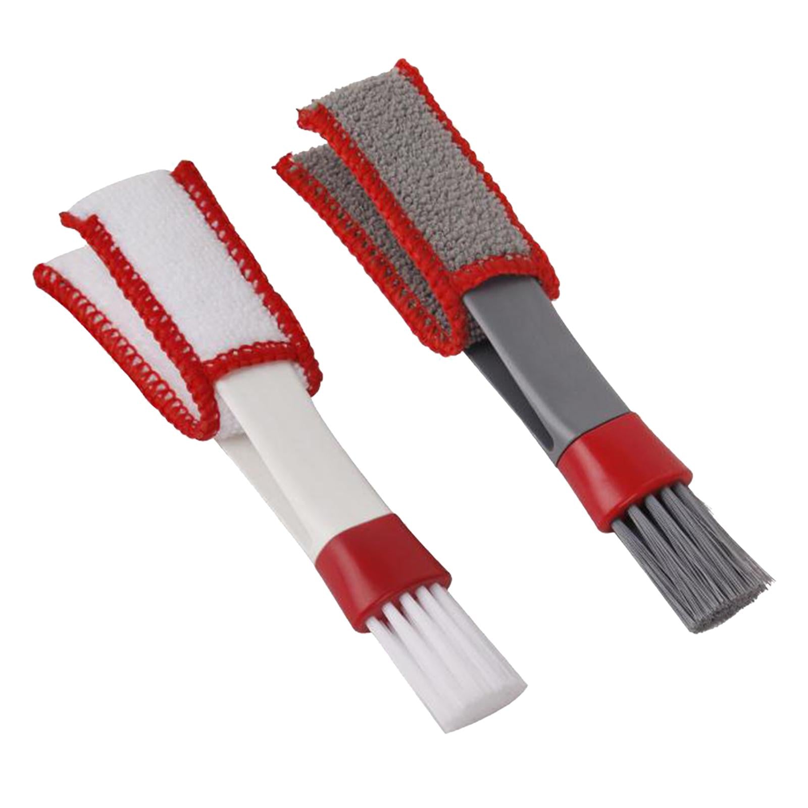 3xCar AC Vent Brush Window Blinds Dust Cleaner Duster Cleaning Brush Red White
