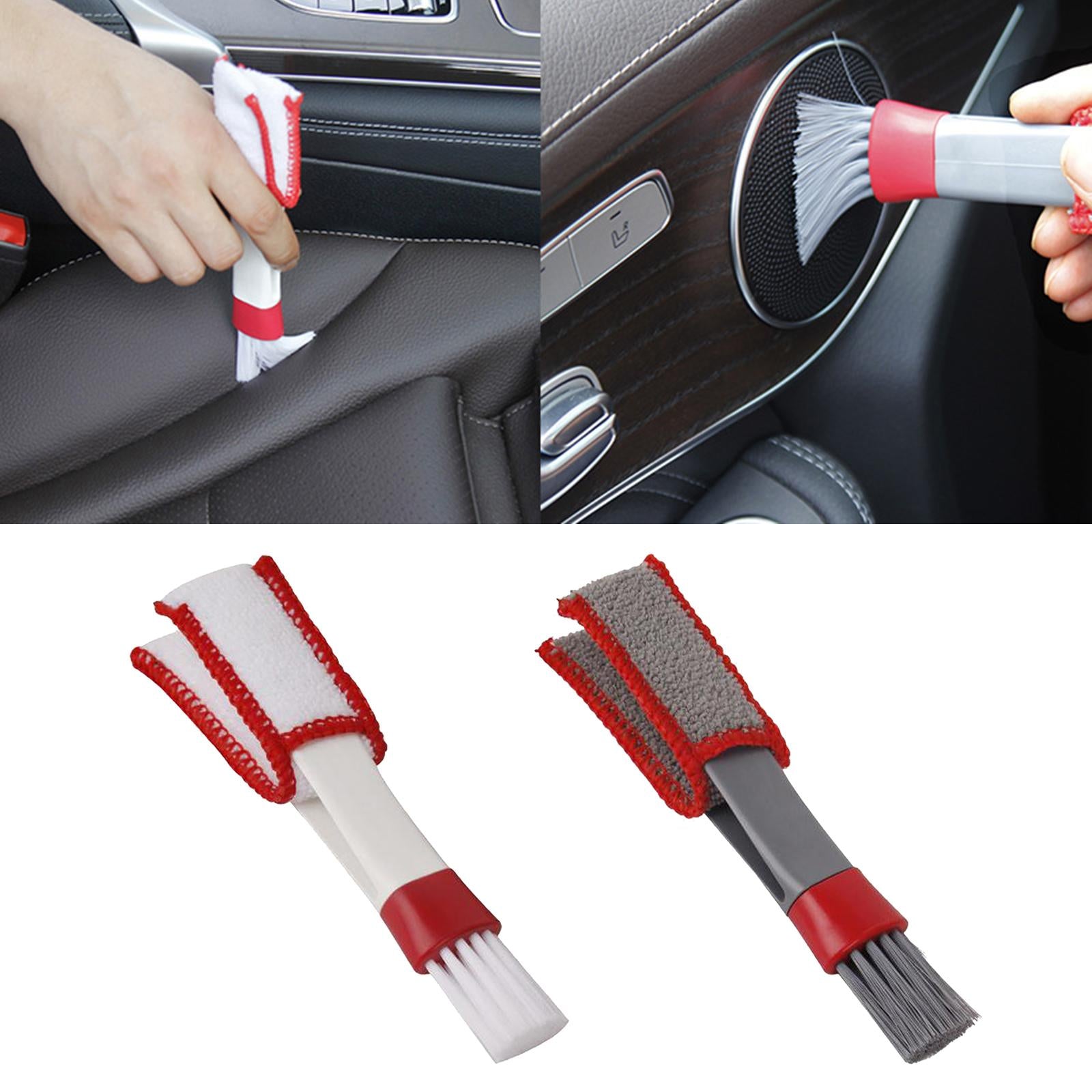 3xCar AC Vent Brush Window Blinds Dust Cleaner Duster Cleaning Brush Red White