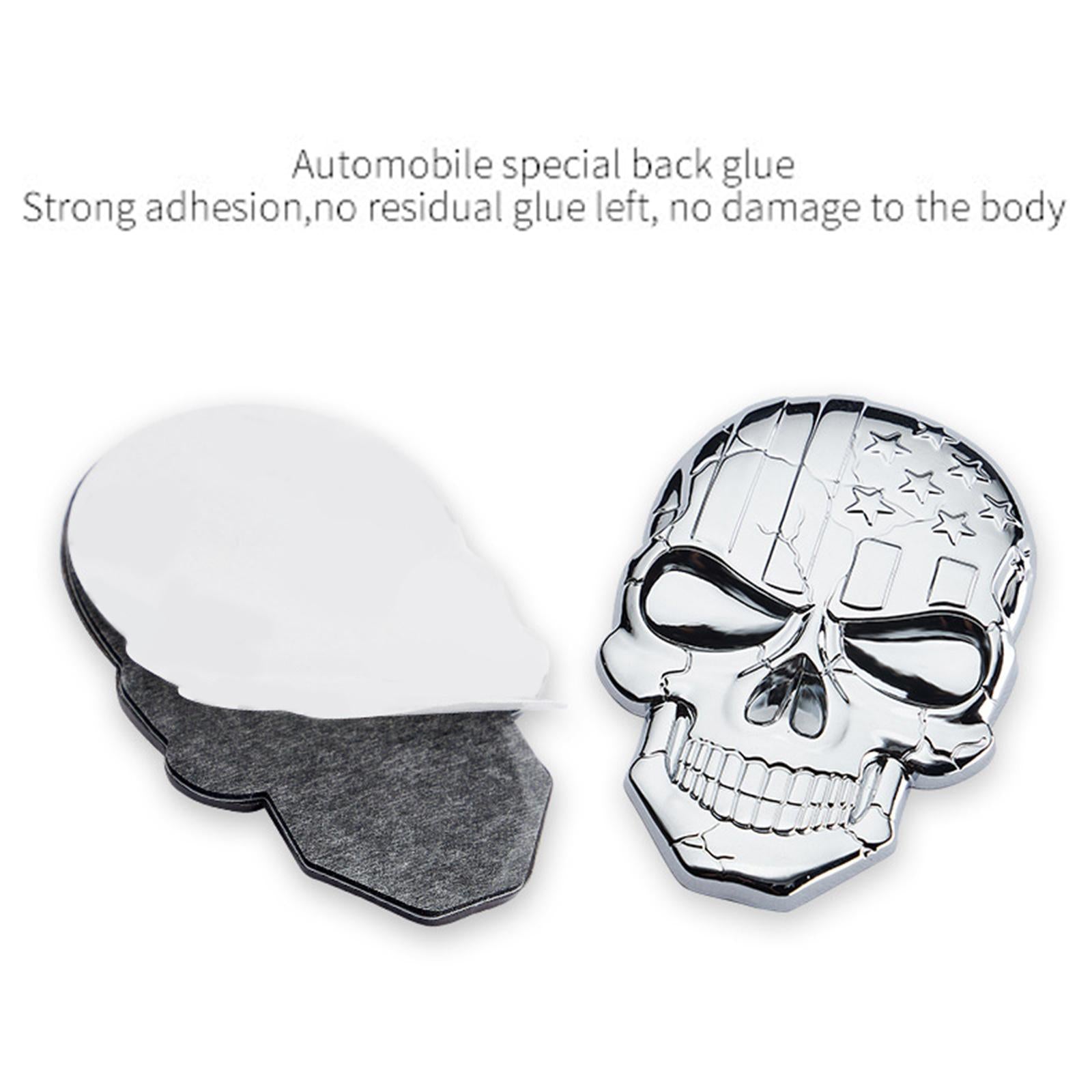 3x3D Decal Skull Car Sticker Modification Plating for Motorcycle Truck Silver