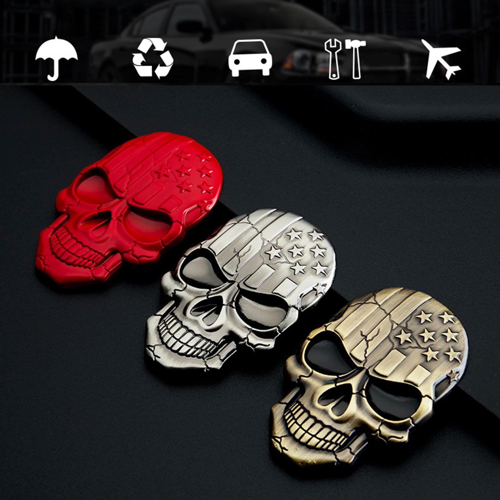 3x3D Decal Skull Car Sticker Modification Plating for Motorcycle Truck Silver