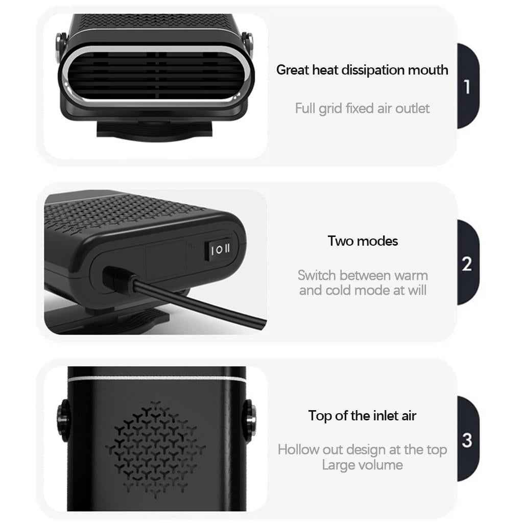 Car Heater Portable Electronic Auto Heater Fan  24V Black