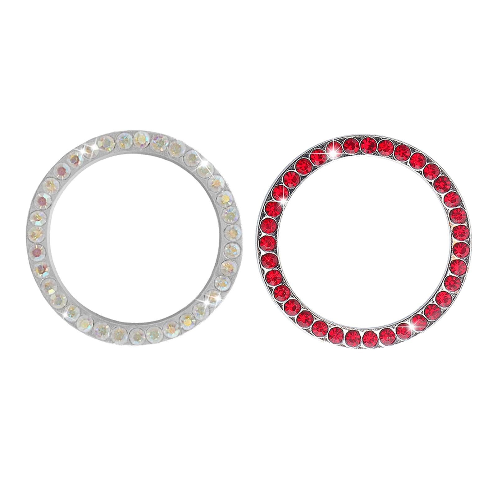 4xBling Rings Shiny Start Button Rhinestone Ignition Push Button Trim Red