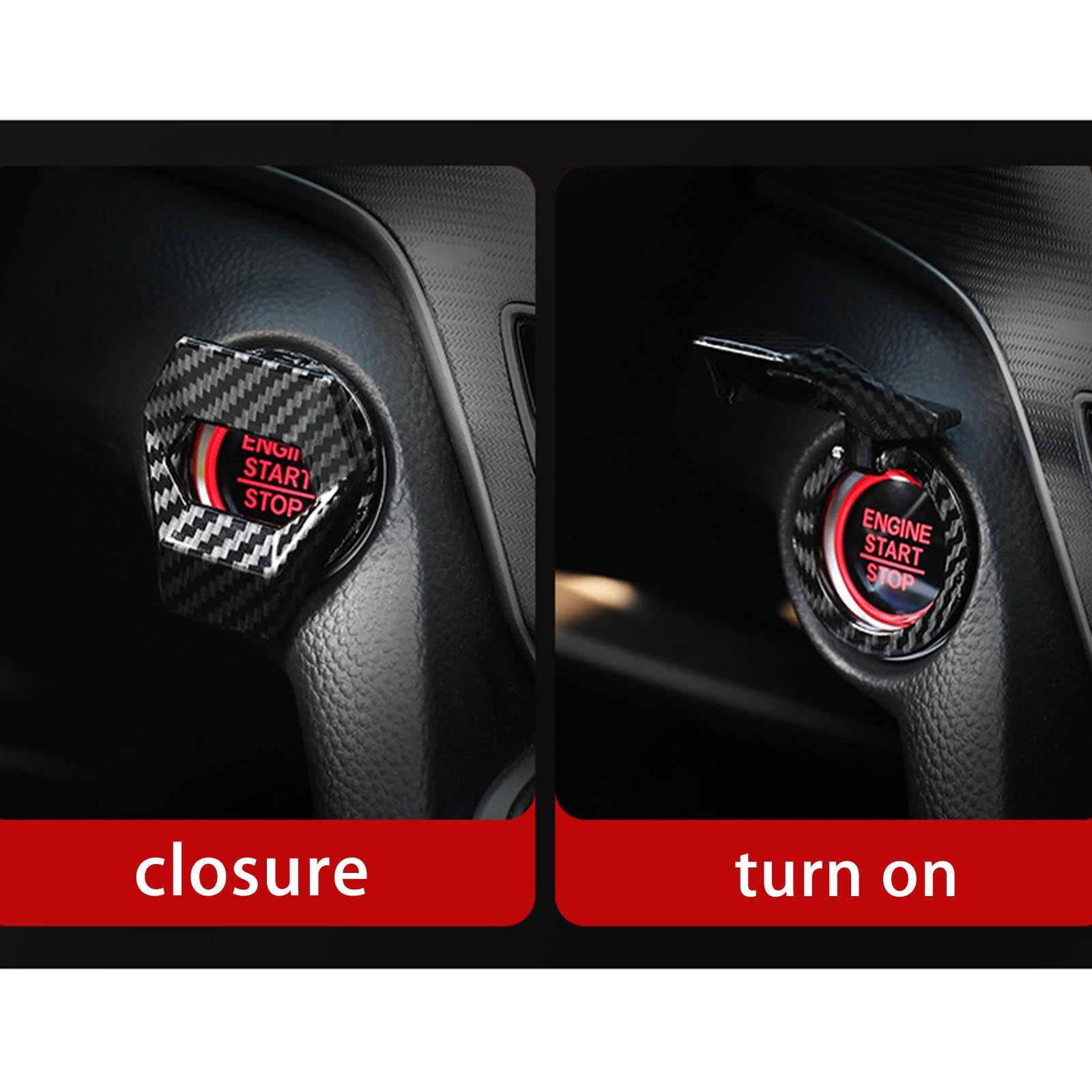 2xAutomobile Car Ignition Switch Protective Cover Smooth Carbon Fiber Pattern