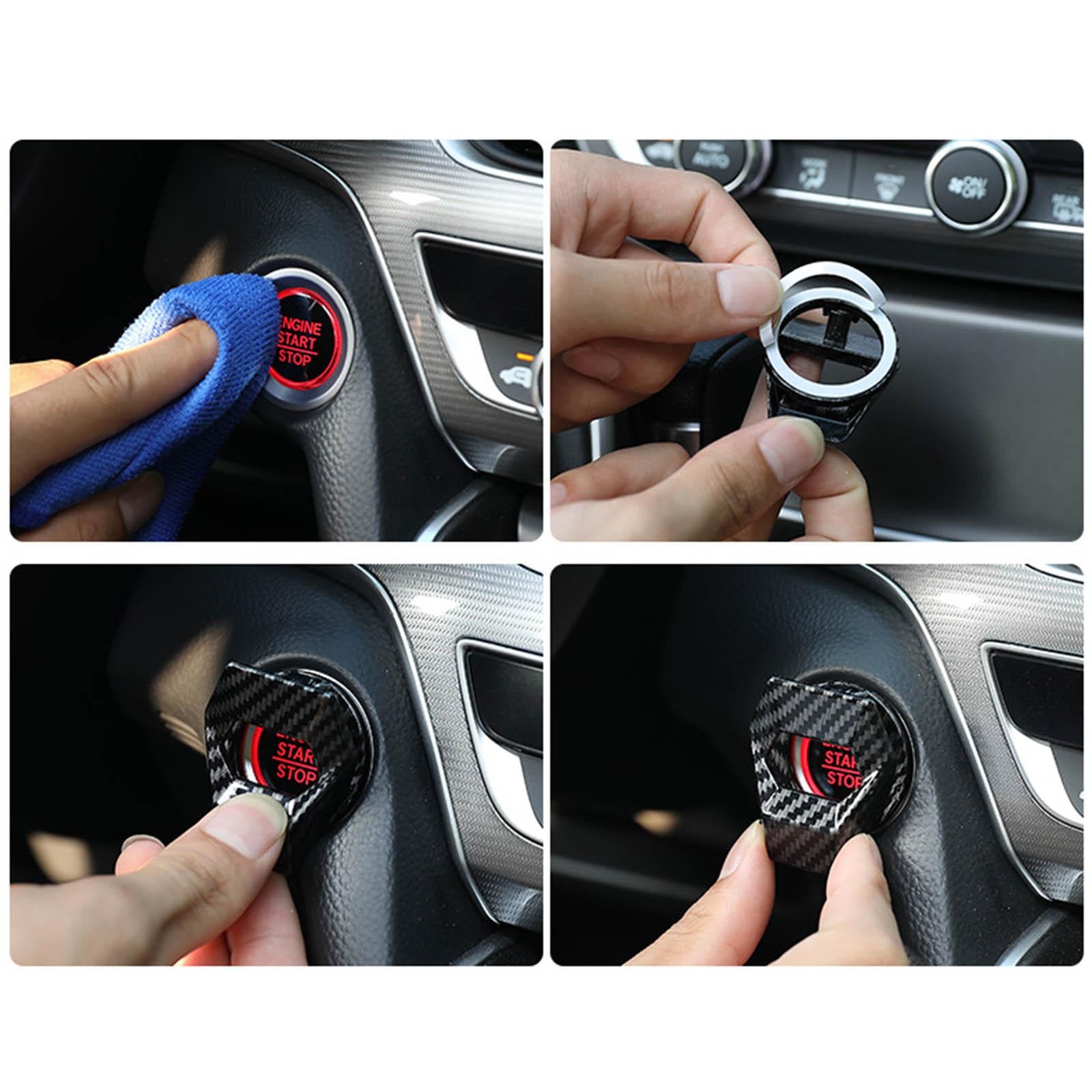 3xAutomobile Car Ignition Switch Protective Cover Smooth Carbon Fiber Pattern