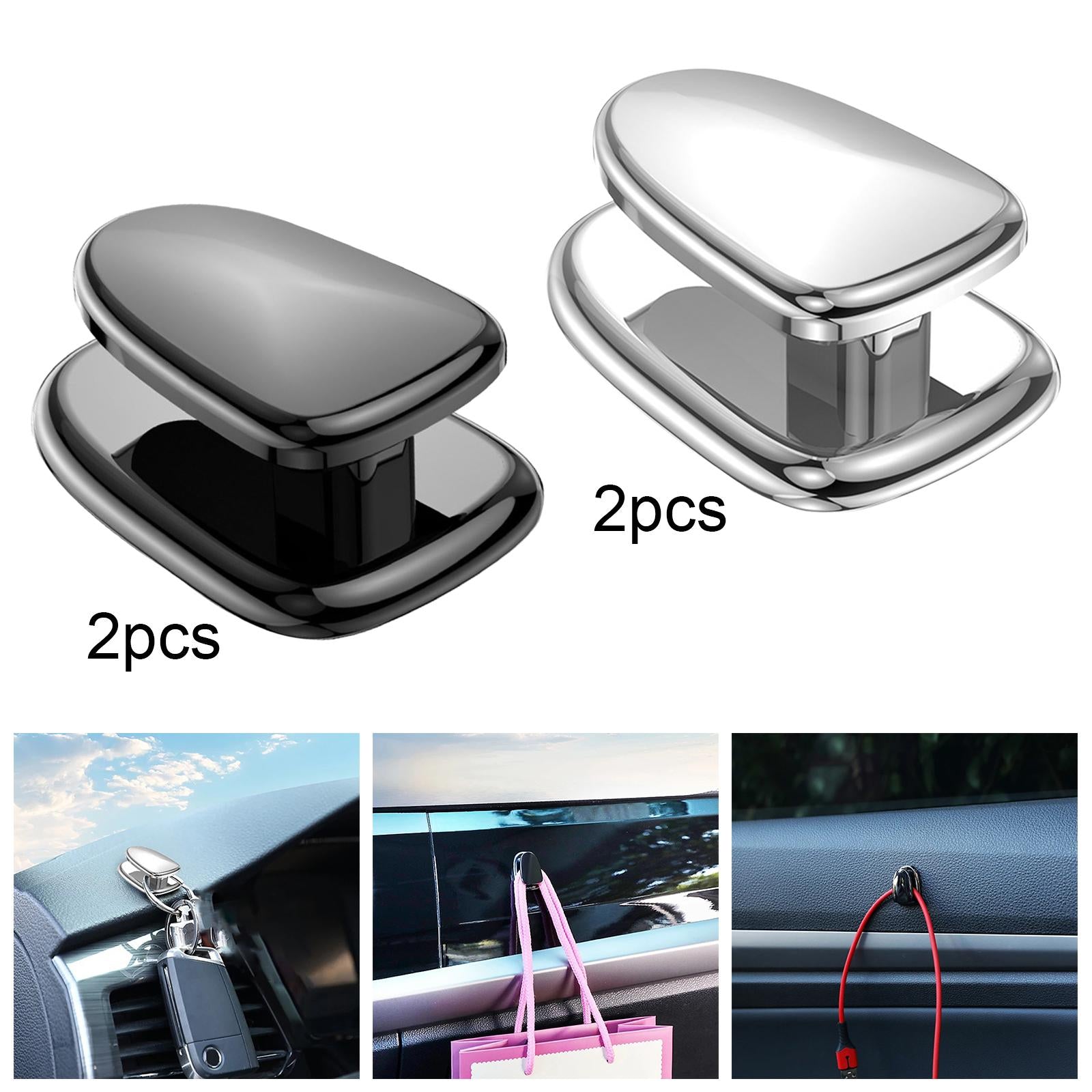 2Pcs Car Hooks Accessories Multifunctional for Car Interior Vehicle Black