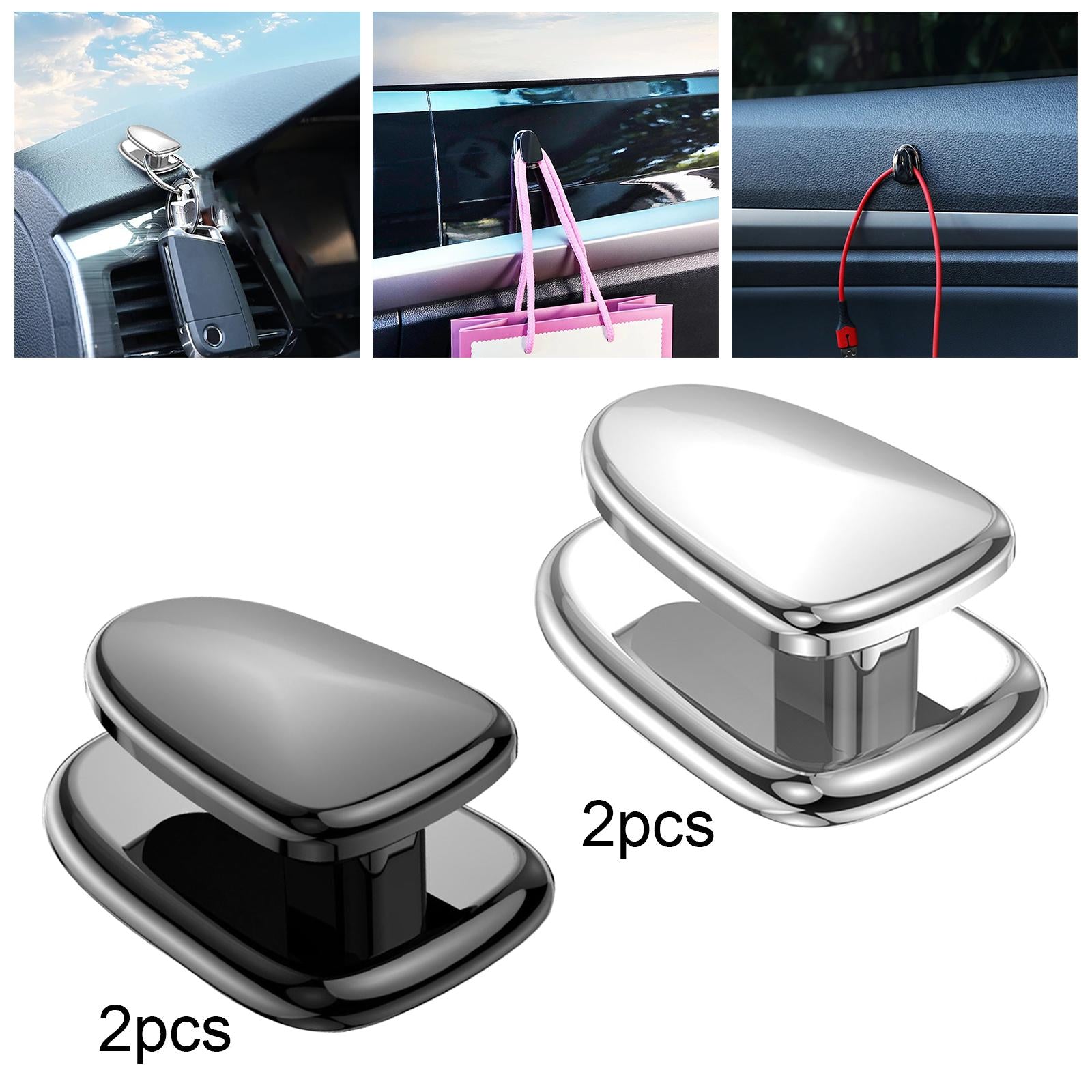 2Pcs Car Hooks Accessories Multifunctional for Car Interior Vehicle Black