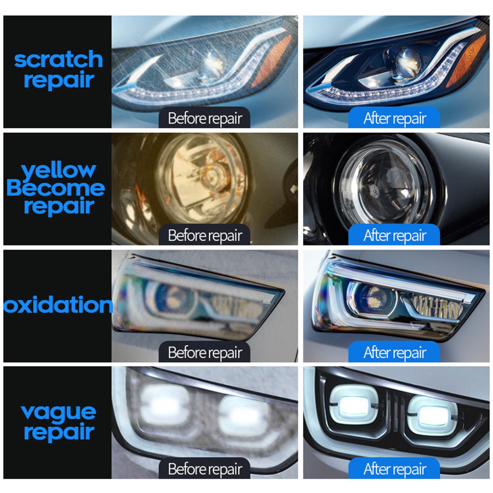4xHeadlight Lens Restoration Repair Kit Aging Polish Liquid Lens Restorer 10ml