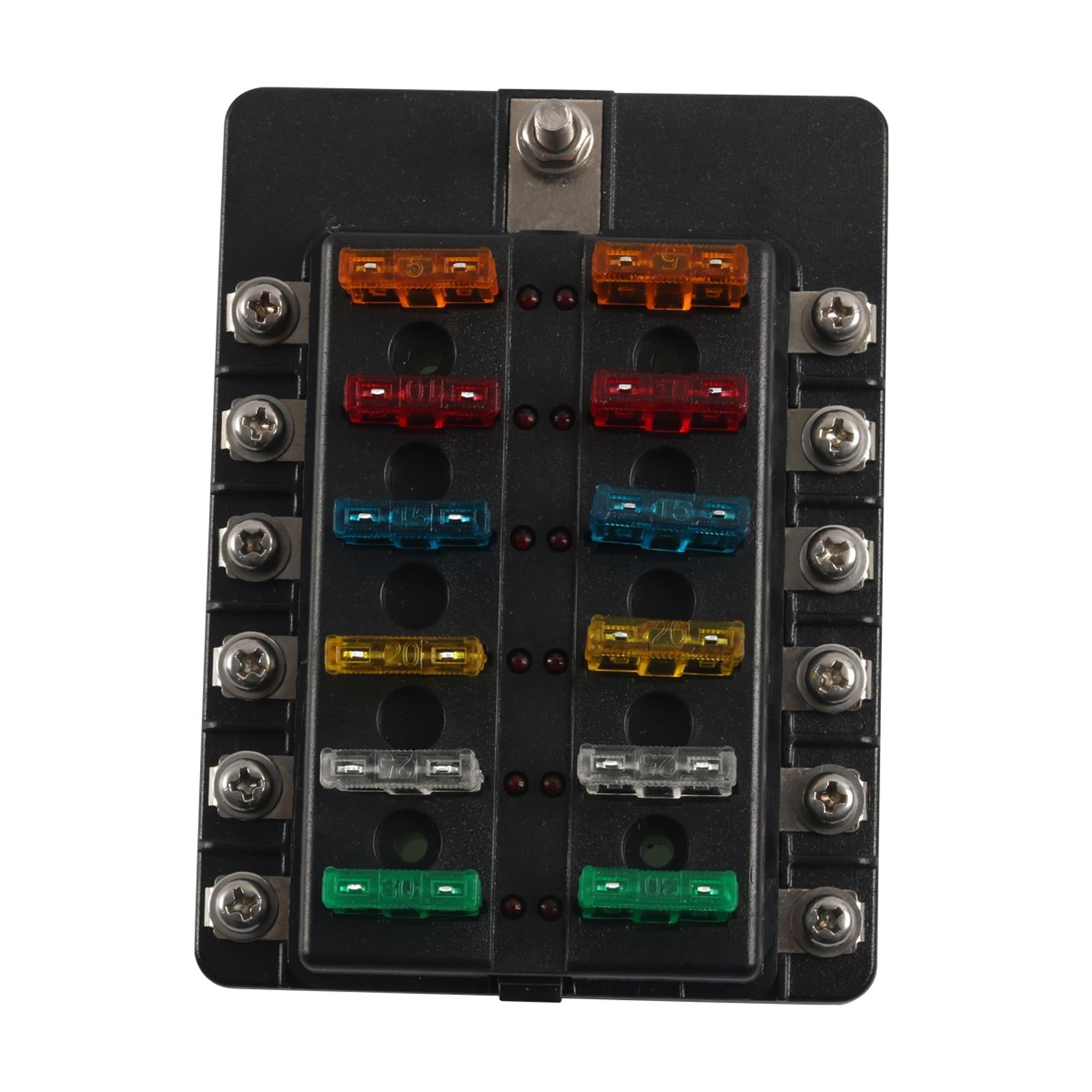 12 Way Blade Fuse Block 12 Circuit Fuse Box Holder for Truck Boat Marine RV