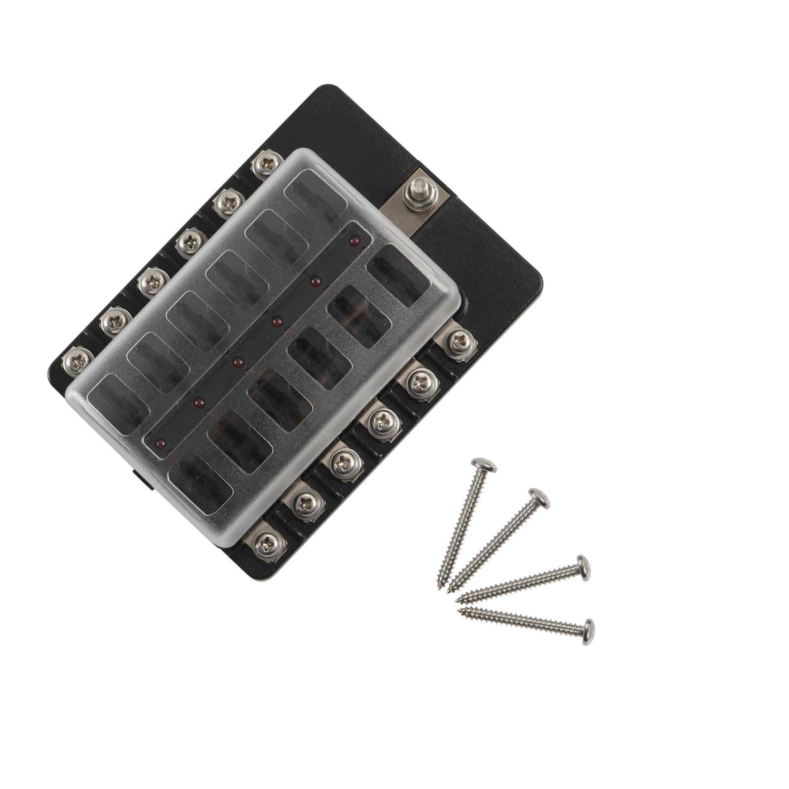 12 Way Blade Fuse Block 12 Circuit Fuse Box Holder for Truck Boat Marine RV