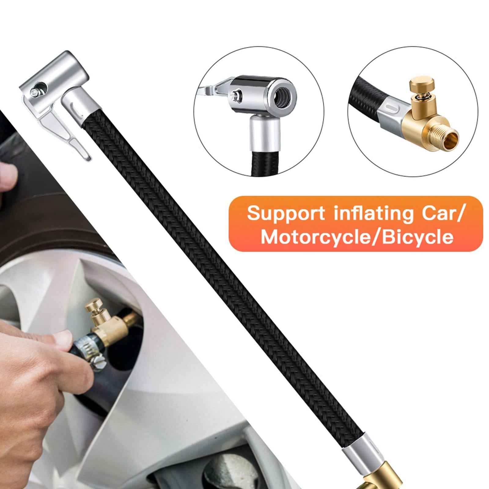 Car Tire Air Inflator Hose Pump Extension Adapter 60cm Deflated
