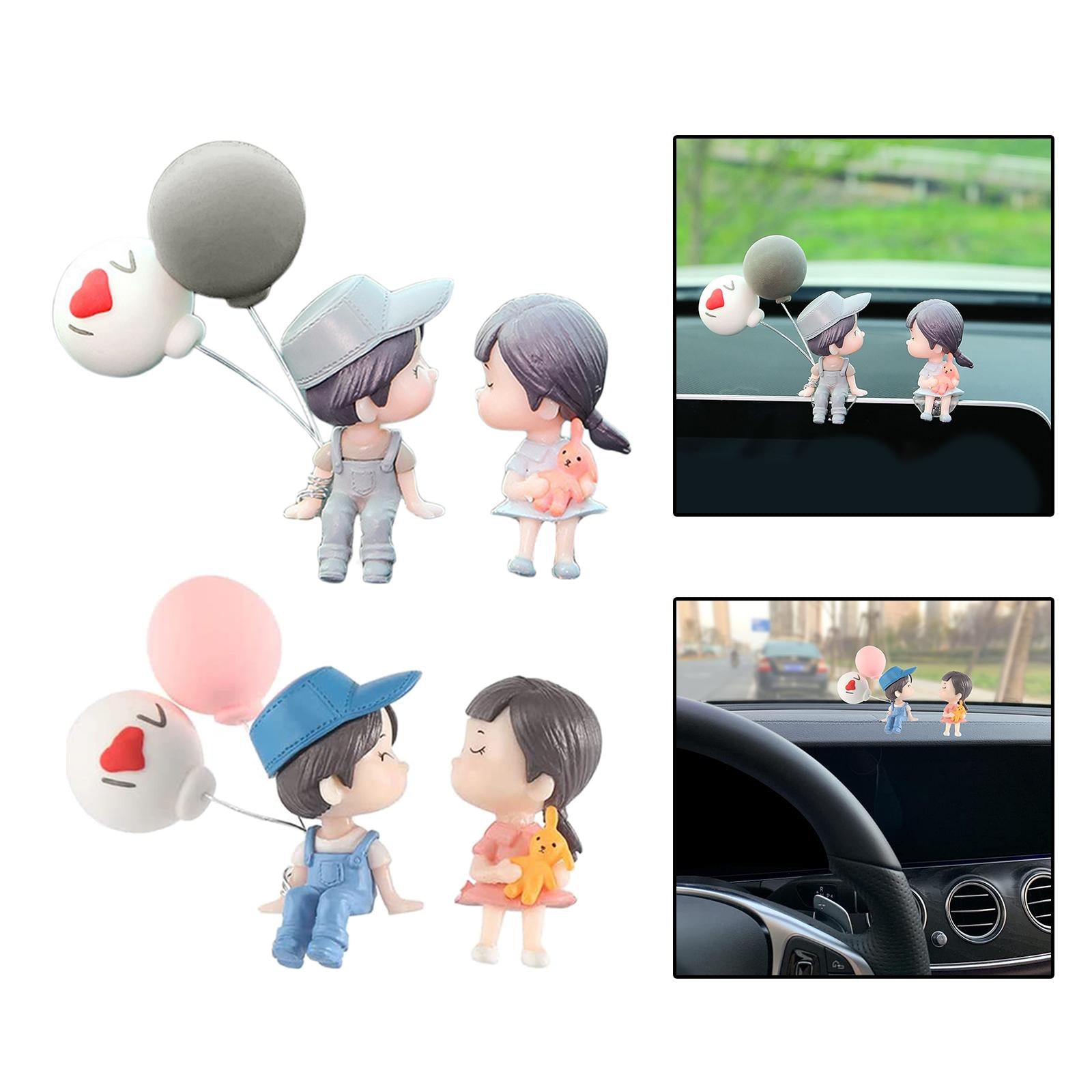 2 Pieces Car Dashboard Decorations Crafts for Themed Bedroom Desk Cab Couple Doll balloon