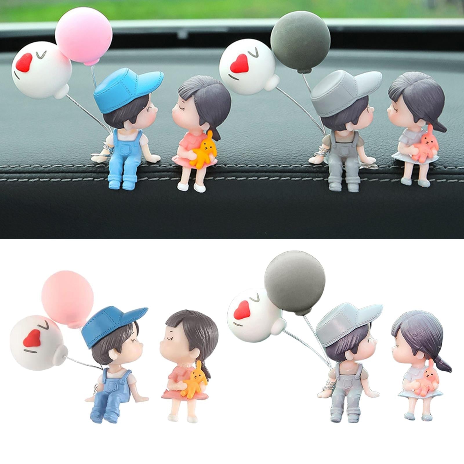 2 Pieces Car Dashboard Decorations Crafts for Themed Bedroom Desk Cab Couple Doll balloon