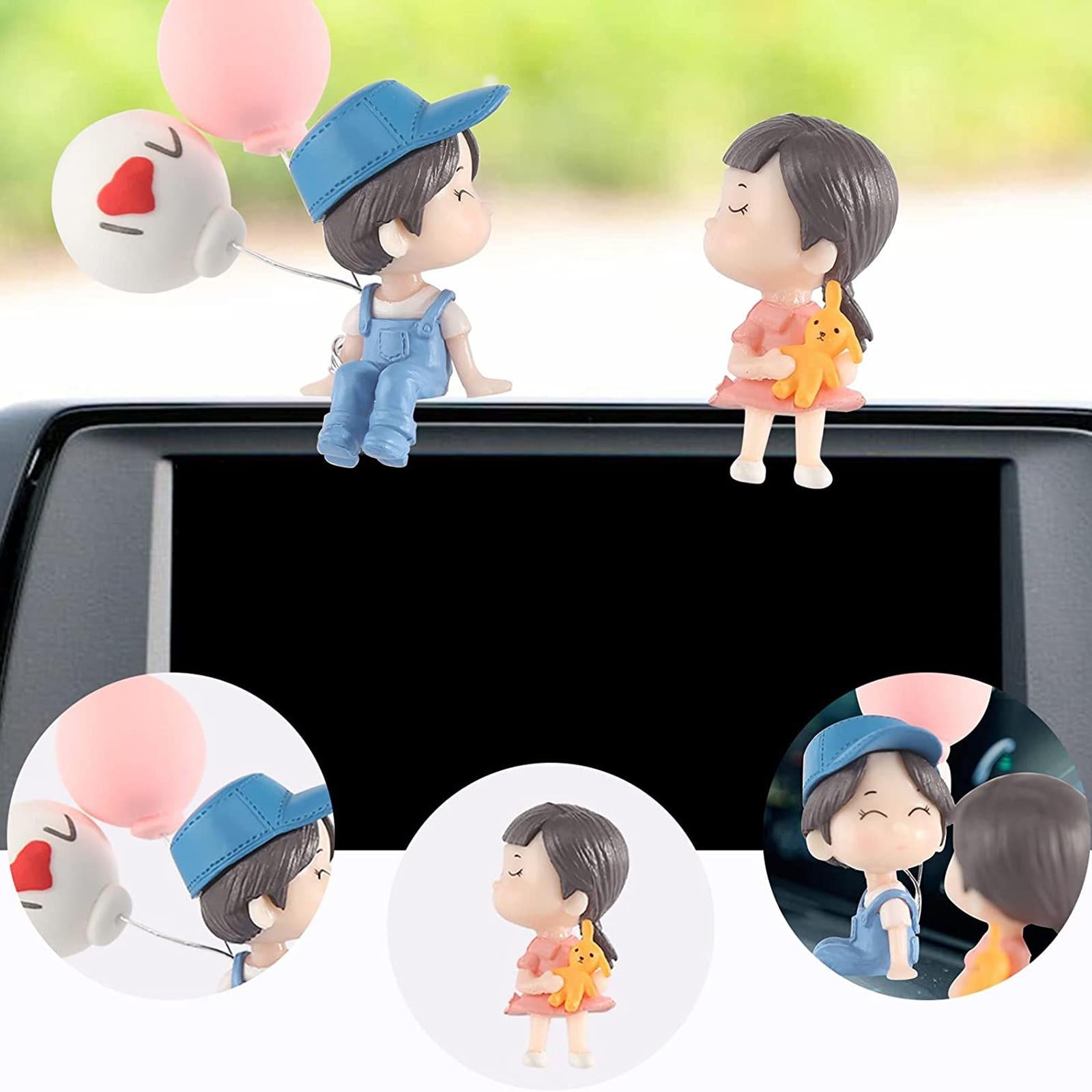 2 Pieces Car Dashboard Decorations Crafts for Themed Bedroom Desk Cab Couple Doll balloon