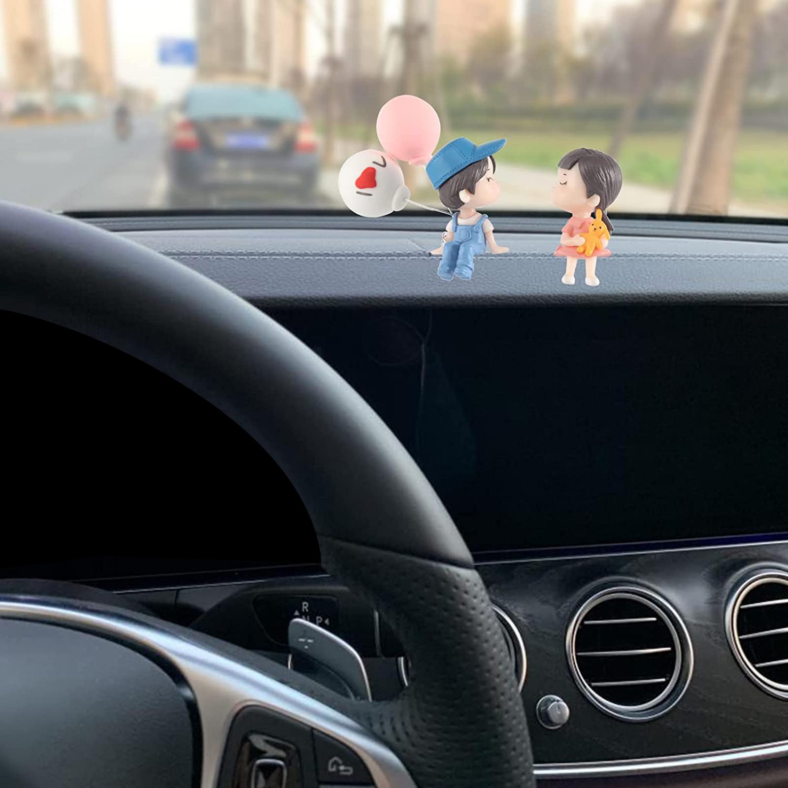 2 Pieces Car Dashboard Decorations Crafts for Themed Bedroom Desk Cab Couple Doll balloon